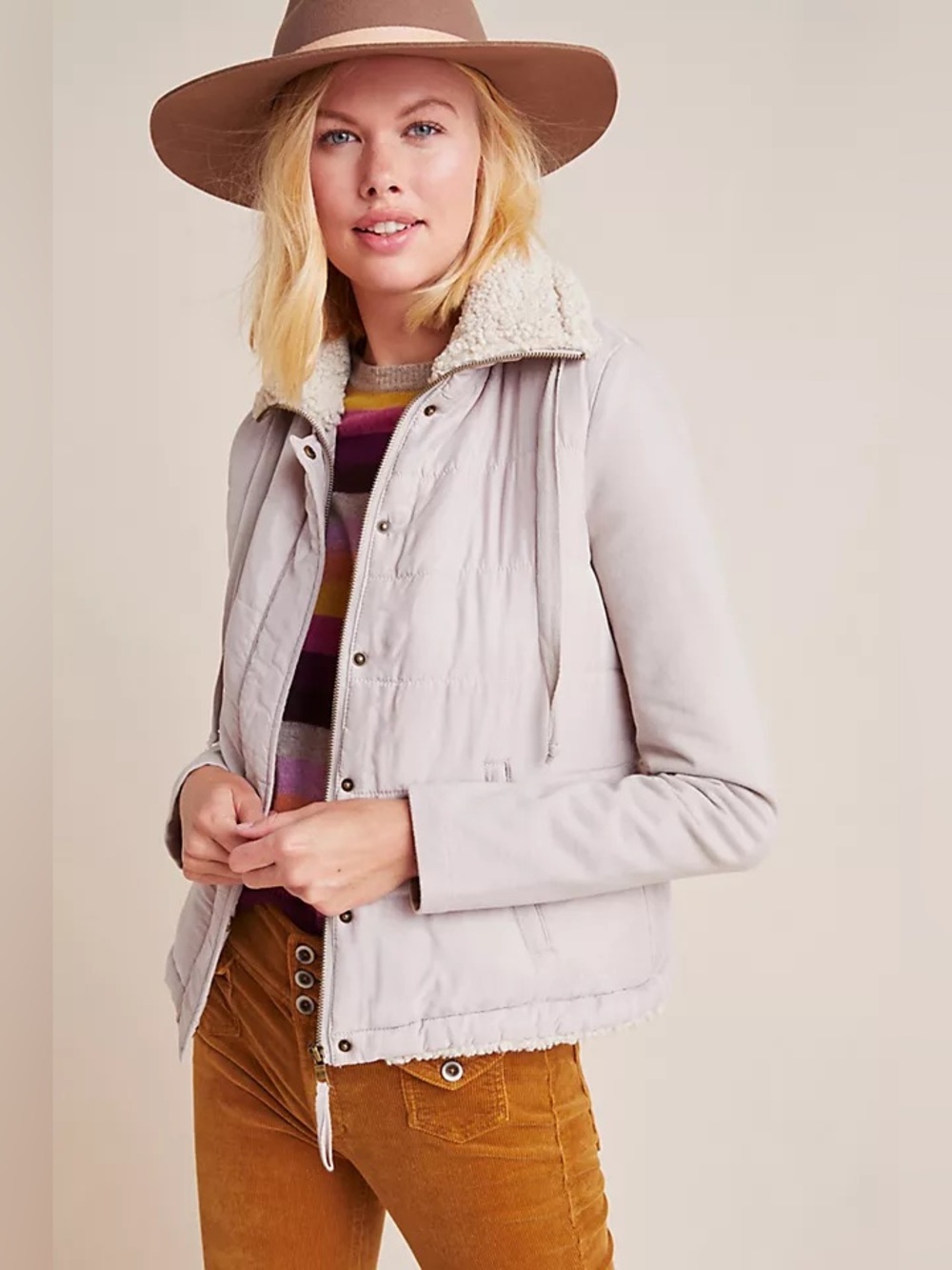Anthropologie Dusty Pink Puffer Jacket